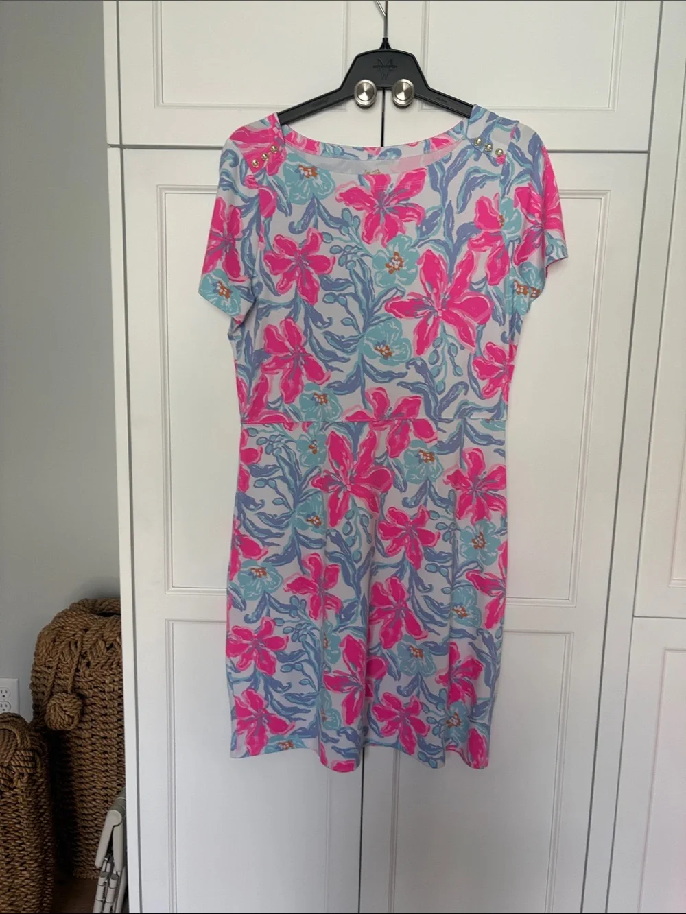 Lilly Pulitzer Pink & Light Blue Floral Shift Dress - Picture 3 of 3